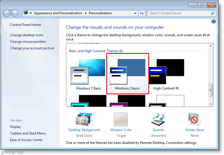 Windows 7 Spremeni temo v Classic