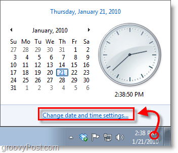 Posnetek zaslona sistema Windows 7 - kliknite uro in spremenite nastavitve
