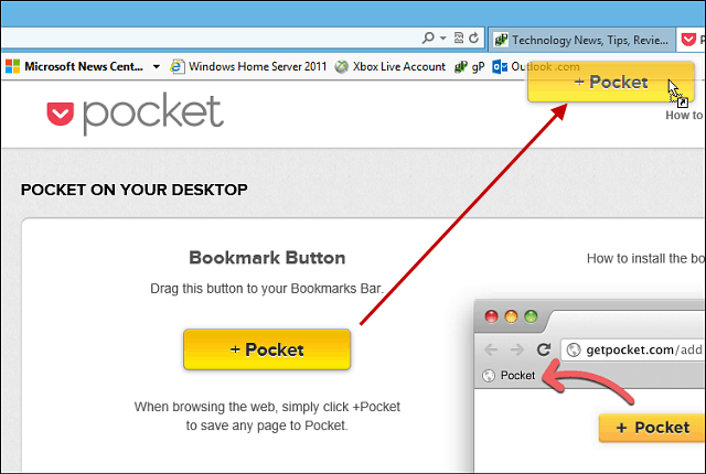 Kako uporabljati Pocket z Internet Explorerjem