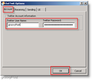 Twitter znotraj Outlooka: konfigurirajte OutTwit