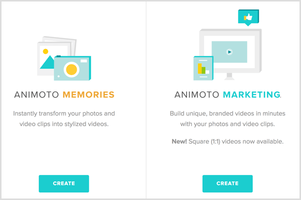 Animoto izberite vrsto videoposnetka