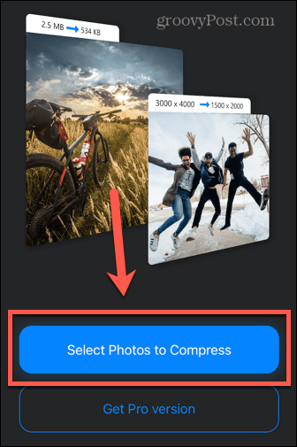 aplikacija za stiskanje fotografij izberite fotografije