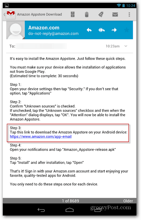 Amazonska e-poštna povezava