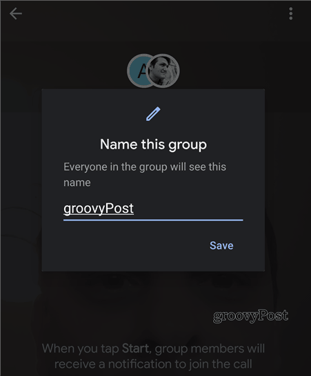 Ime skupine Google Duo