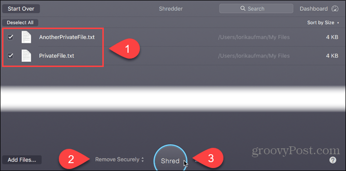 Izberite Varno odstranjevanje in v CleanMyMac 3 kliknite Shred