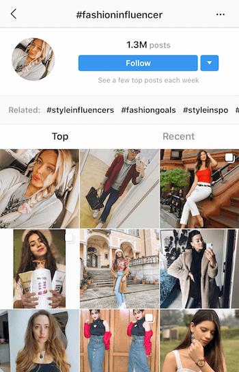 Instagram hashtag iskanje potencialnih vplivnežev za partnerstvo