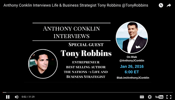 anthony conklin intervjuji tony robbins blab naložen na youtube