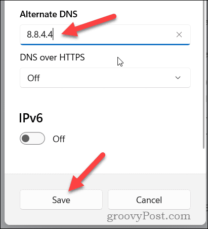 Nastavite nadomestne nastavitve DNS v sistemu Windows 11