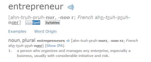Opredelitev besede "podjetnik" je ideja tveganja. 