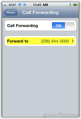 posnetek zaslona možnosti posredovanja klicev iphone