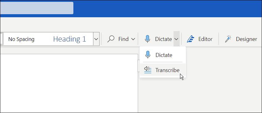 prepišite avdio datoteko v Microsoft word