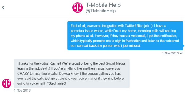 Predstavnik storitve za stranke T-Mobile je lahko komuniciral z mano ena na ena in nič pri moji težavi.