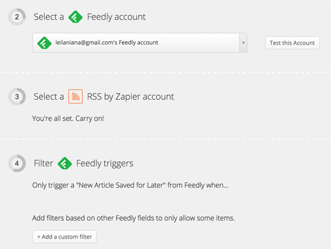 priključi feedly na zapier