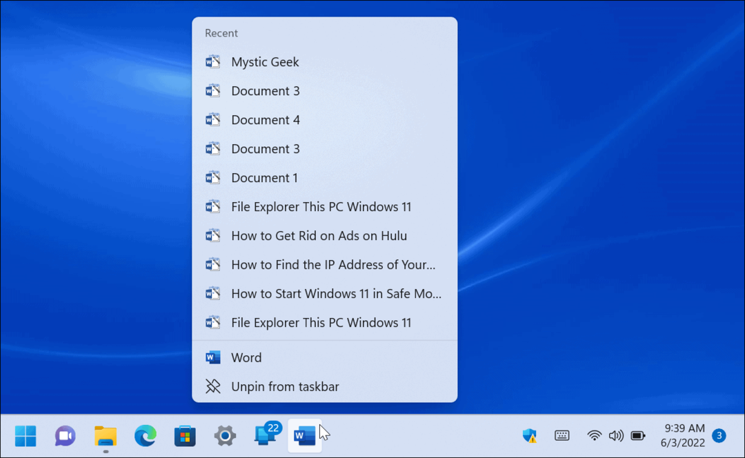 Skočni seznami v sistemu Windows 11