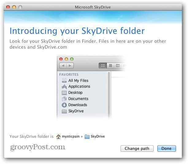 Lokacija mesta Mac SkyDrive