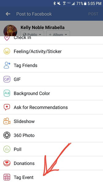 Facebook doda možnost označevanja dogodka v posodobitvah stanja na mobilnem telefonu.