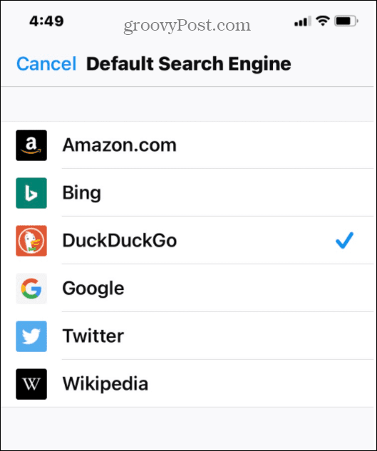 Firefox izbere privzeti seznam iskanja