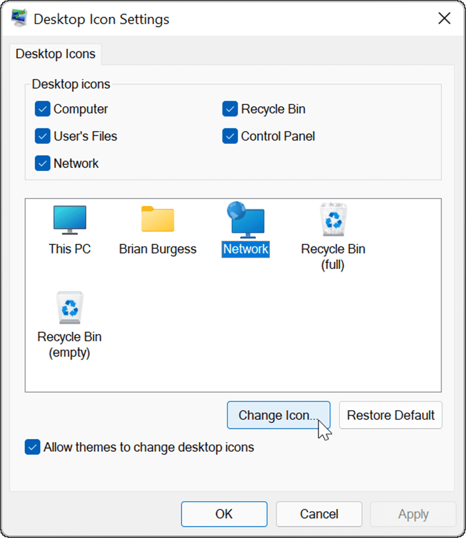 pridobite stare ikone na namizju nazaj v operacijskem sistemu Windows 11