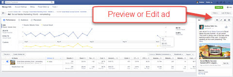 predogled ali urejanje funkcije oglasov v facebook upravitelju oglasov