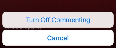Kliknite ikono s tremi pikami, da izklopite komentiranje za oddajo v živo.