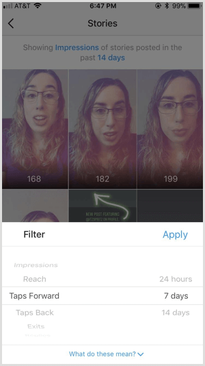 Filtri Instagram Insights Stories