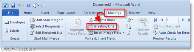 Posnetek zaslona Outlook 2010 – kliknite pozdravno vrstico pod pošiljanjem
