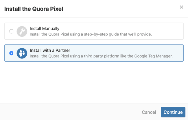 2. korak namestitve Quora pixel z Google Tag Manager