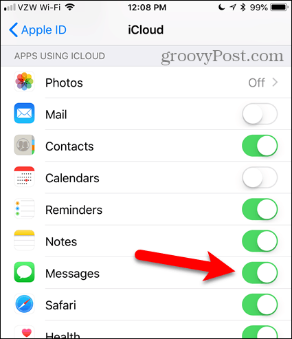 Vklopite Sporočila v iCloud v iOS-u