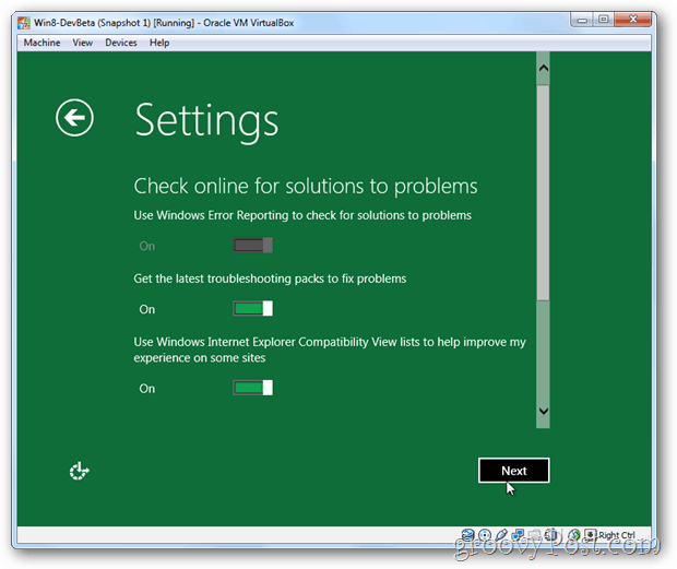 Spletne rešitve za nastavitev zasebnosti za VirtualBox za Windows 8