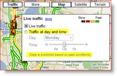 Promet v živo Google Maps v dnevnih in časovnih nastavitvah