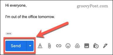Gumb za pošiljanje v Gmailu