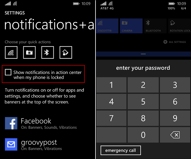Windows Phone 8.1: preprečuje, da bi ljudje na zaklenjenem zaslonu videli obvestila