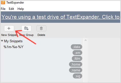 Dodatek kode TextExpander