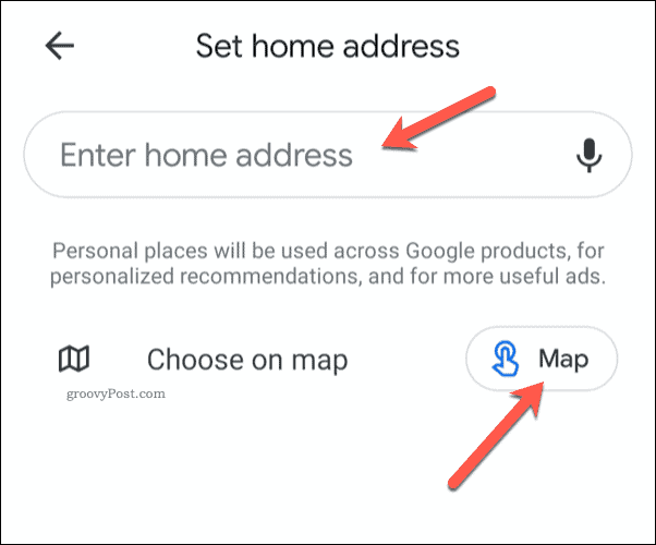 Nastavitev domačega naslova Google Maps v mobilni napravi