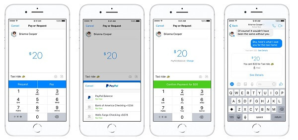 Facebook Messenger in PayPal integrirata plačila z enakovrednimi aplikacijami v ZDA v ZDA