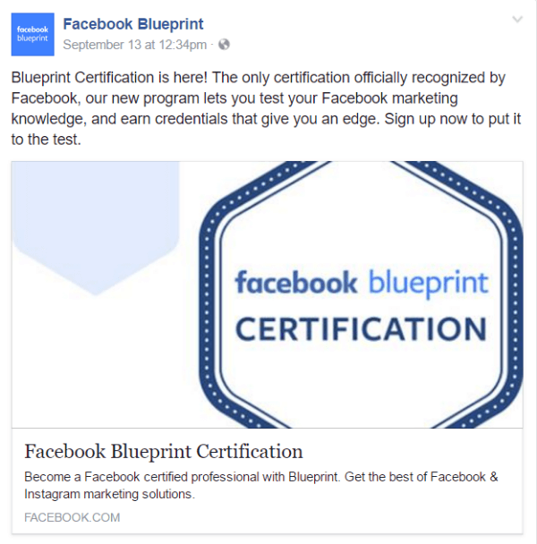 certifikat o facebook načrtu