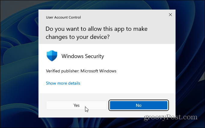 Nadzor uporabniškega računa Windows 11