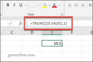 Funkcija TRUNC v Excelu na eno decimalno mesto