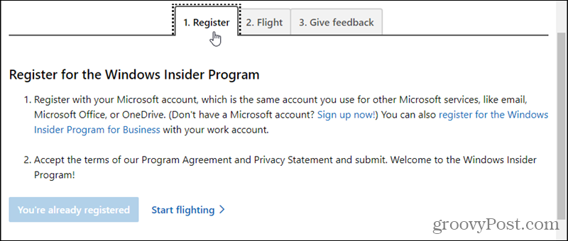 Registrirajte se za program Windows Insider
