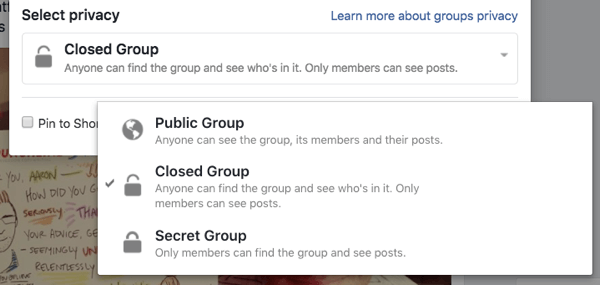 Vsaka Facebook skupina je lahko javna, zaprta ali tajna.