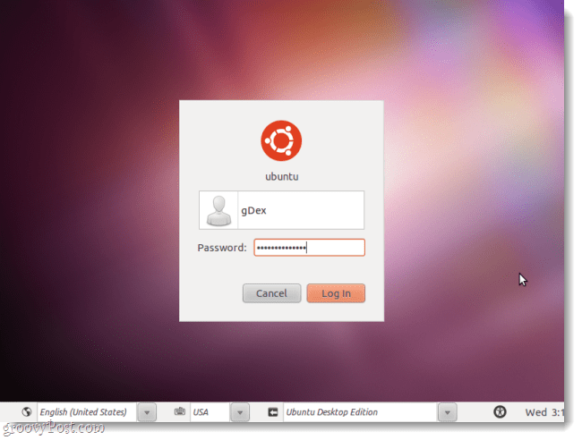 prijavni zaslon ubuntu