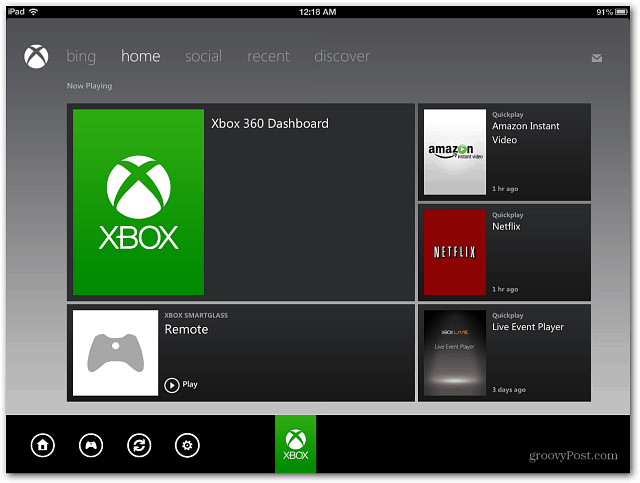 Xbox nadzorna plošča SmartGlass