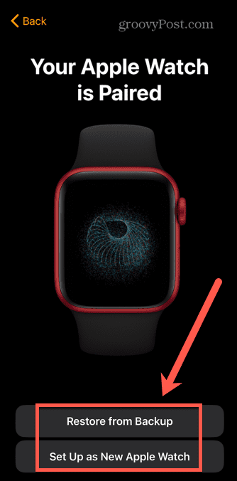 obnovitev Apple Watch iz varnostne kopije