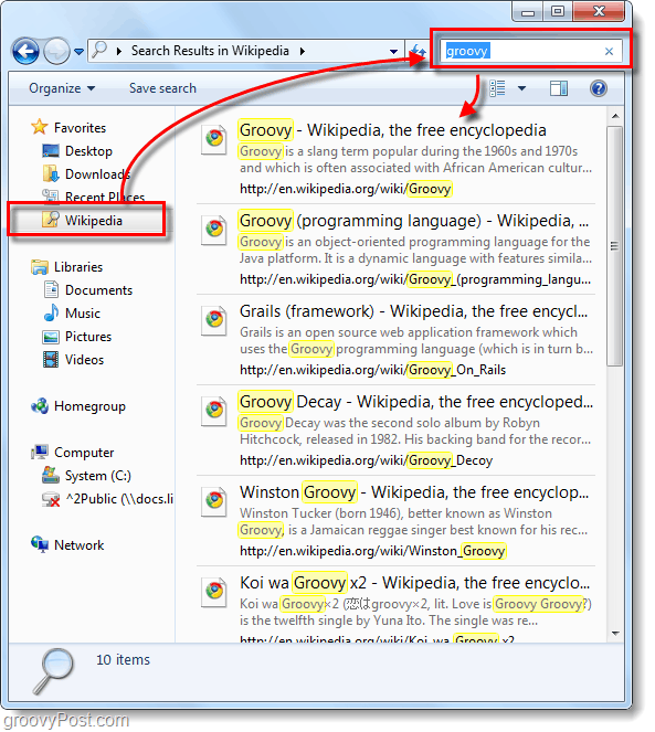 uporabite povezovalni iskalnik za Windows 7