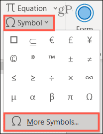 Simbol, več simbolov v Wordu v sistemu Windows