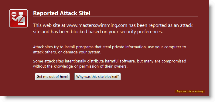 Opozorilo Firefox - Zaznano mesto napada