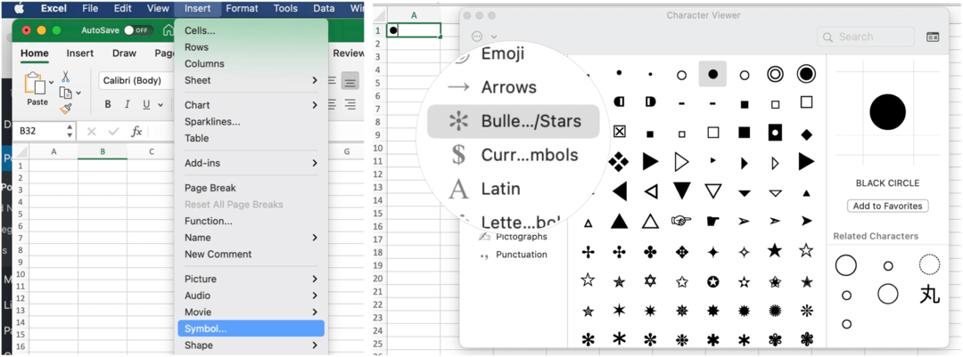 Vstavite oznake v Microsoft Excel v Macu