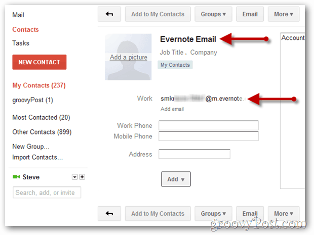 ustvarite gmailski stik