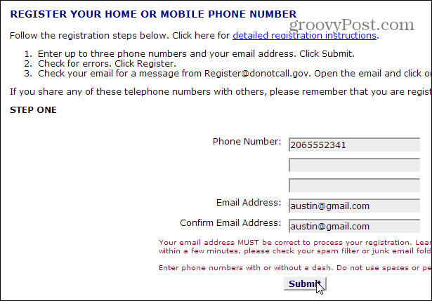 registrsko številko in e-pošto