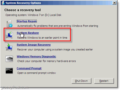 obnovitev sistema Windows 7 je enostavna za dostop iz načina popravila boto